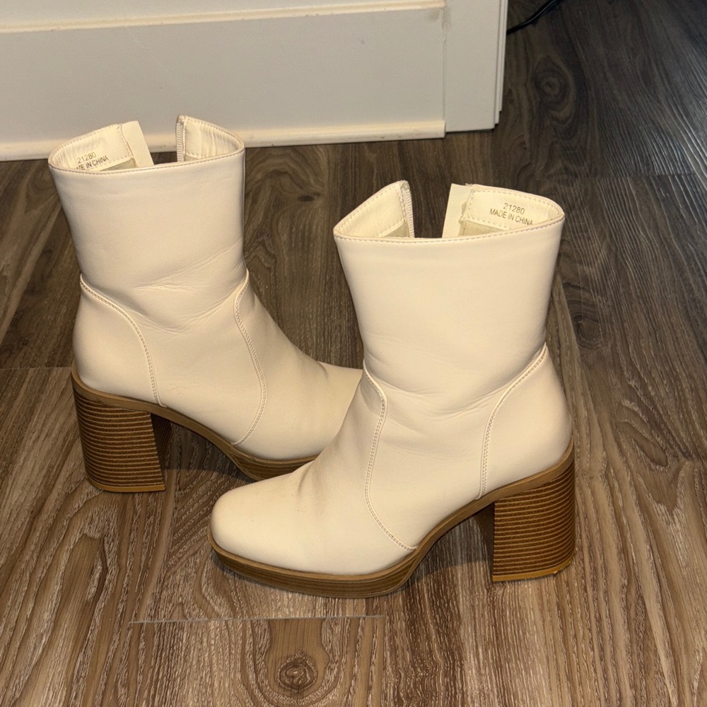 Elegant Cream Ankle Boots